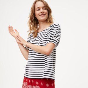 Loft Black and White Striped Short Sleeve Top